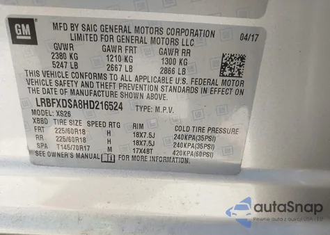 2017 Buick Envision Essence z USA, uszkodzony, nr VIN LRBFXDSA8HD216524